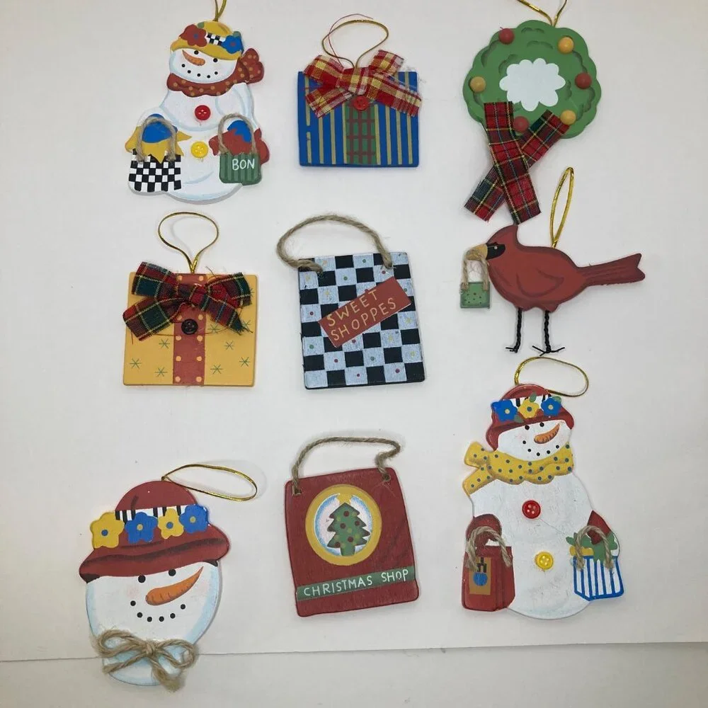9 -Vintage‎ Carol Eldridge Wood Christmas Ornaments 2 - 3